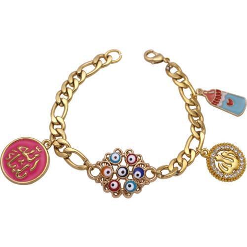 Islam turkey evil eye Mashallah Allah stainless steel feeder baby Bracelets