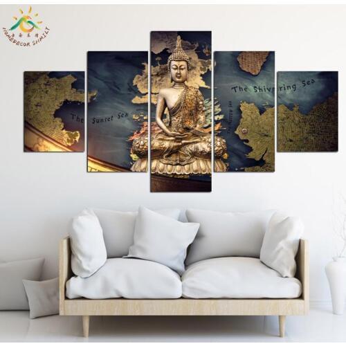 World Map Buddha Vintage Prints Modern Wall Art Picture Paint Canvas Painting Prints Posters Wall Picture For Home Decoration