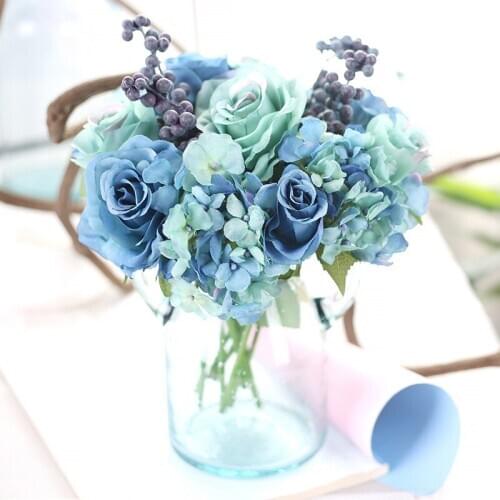 Beautiful Artificial Rose Fake Fruit Bouquets Silk Flowers DIY Home Decoration accessories Wedding Decoration