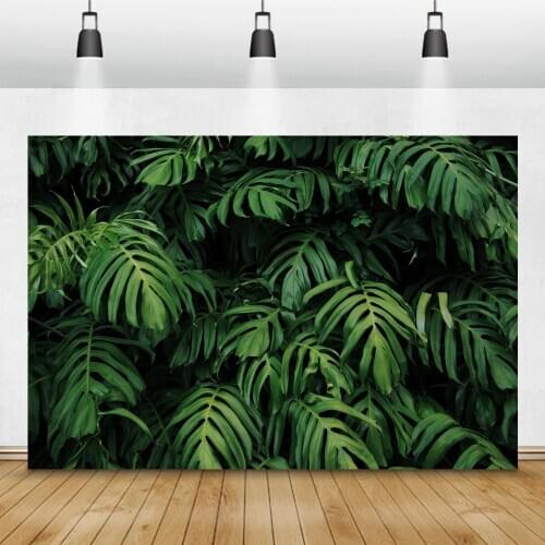 Laeacco Jungle Party Photography Backdrops Tropical Forest Green Leaves Animals Safari Photo Backgrounds Baby Birthday Photozone