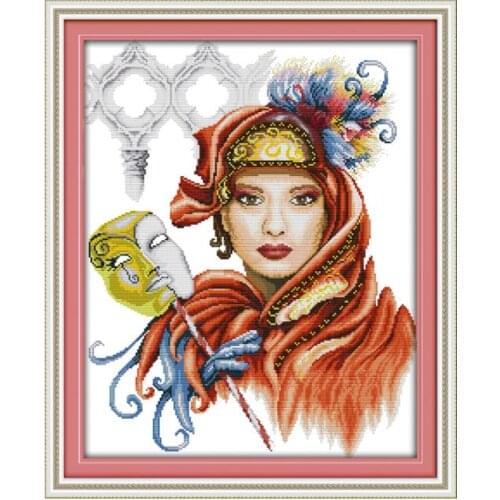 Masquerade ball cross stitch kit people 18ct 14ct 11ct count print canvas stitches embroidery DIY handmade needlework