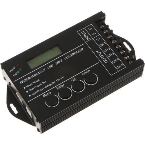 Multi-purpose 5 Channel LED Programmable Time Controller Dimmer 20A DC12-24V