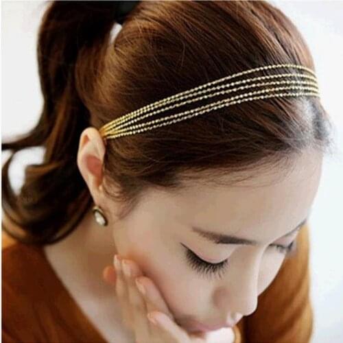 Fashion Elastic Headband Hair Band Accessories Multi Gold Chains Hair Accessories Head Chain Hair Jewelry