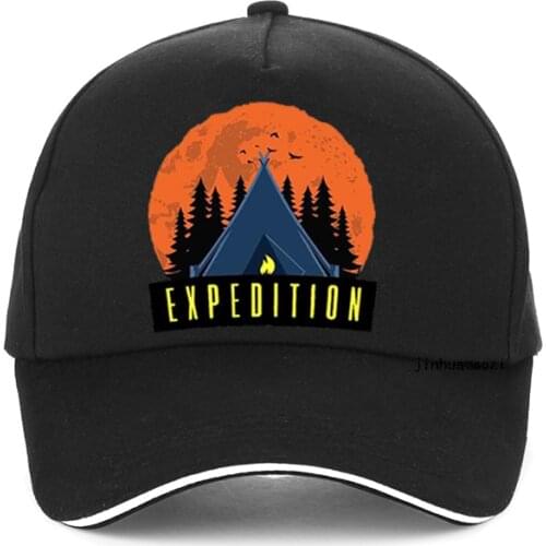 Fashion outdoor men Expedition Camping print Baseball cap adjustable Unisex Adventure Night Expedition Campfire Camping hat