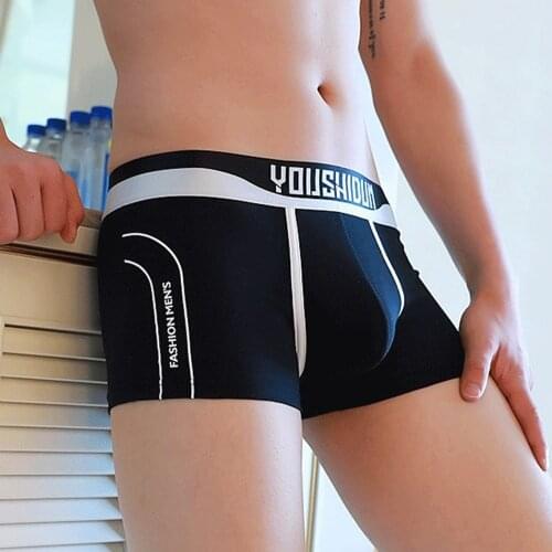 Big Penis Pouch Boxers Men Cotton Scrotum Separation Mens Underwear Sexy Slip Boxershorts U Convex Pouch Underpants A30