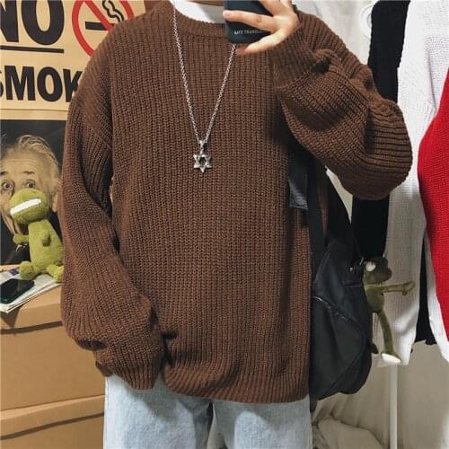 Autumn Sweater Mens Warm Fashion Retro Casual Knitted Pullover Men Wild Loose Korean Knitting Sweaters Mens Clothes M-2XL