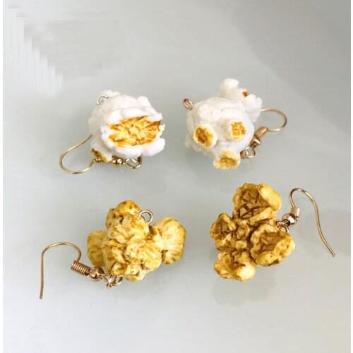 New Arrival Funny Popcorn Fried Chicken Food Drop Earrings for Women Girl DIY Handmade Creative Unique Dangle Earrings Jewelry