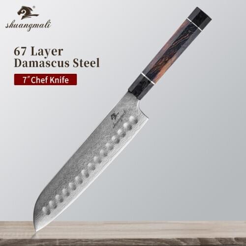 7 Inch Chef Santoku Knives VG10 Forged Damascus Steel Kitchen Chef Knives Sharp Cleaver Vegetable Slicing Japanese Santoku Knife