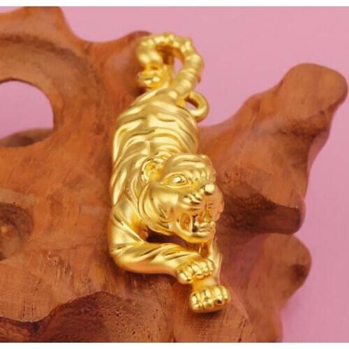 PURE 999 24K SOLID YELLOW GOLD FEROCIOUS TIGER MENS PENDANT 3.35G