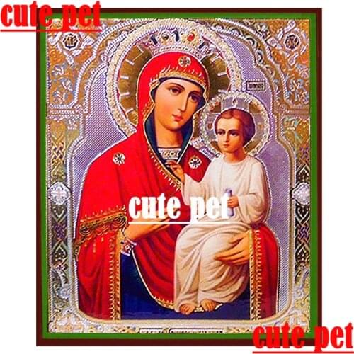 Puzzle Religious Religious Icon Virgin Orthodox Icon Full Square Round Diamond Painting Mosaic Embroidery Rhinestone Home Decor