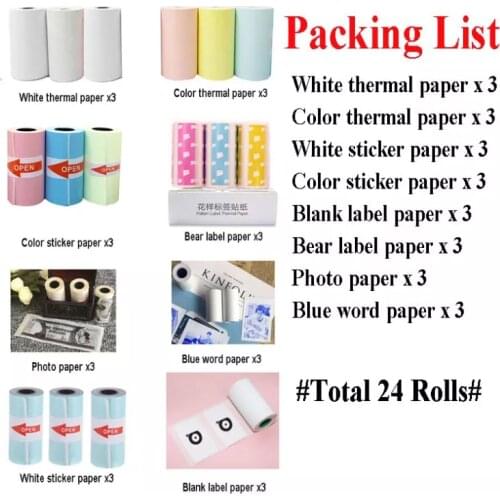 Peripage A6 A9 Paper Adhesive Thermal Sticker Photo Paper White Color Transparent Label for Paperang P1 P2 Memobird Iprinter