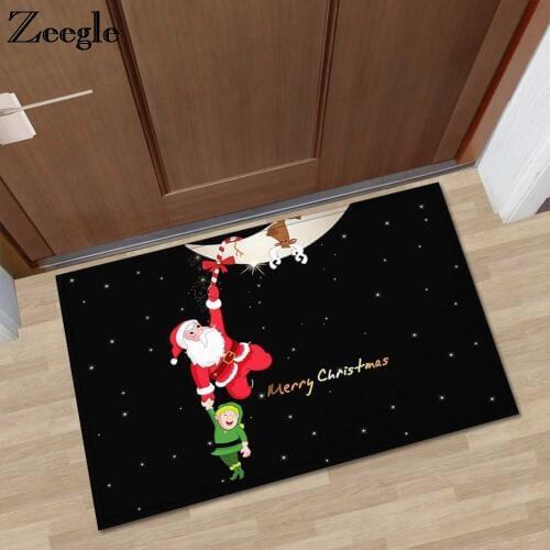Zeegle Christmas Floor Mat Doormat Outdoor Carpet For Living Room Non-slip Mats Bedroom Child Carpet Foot Mat Kitchen Rug