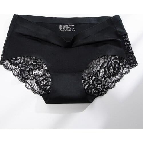 New skin-friendly cotton ice silk splicing sexy underwear one-piece high-elastic non-inductive briefs for ladies