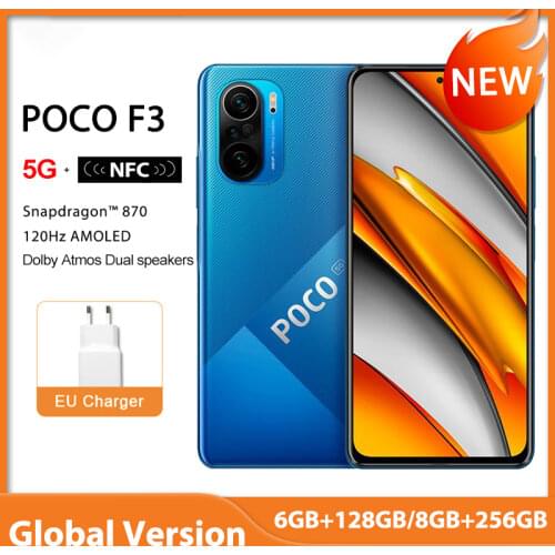 Global Version POCO F3 NFC 5G 6GB 128GB/8GB 256GB Smartphone Snapdragon 870 Octa Core 6.67"120Hz E4 AMOLED Display 33W Fast 48MP