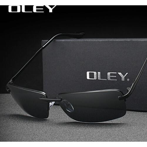OLEY Brands Mens Rectangular Frameless Polarized Sunglasses UV400 Mirror Male Sun Glasses Women For Men Oculos de sol