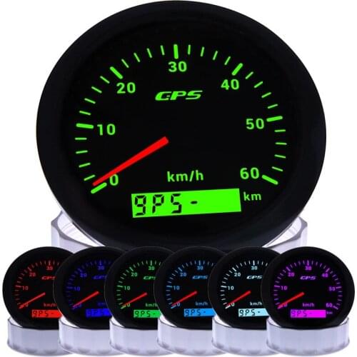 60 Km/h GPS Speedometer With 7 Colors Backlight 85MM Motorcycle Speedometer Fit For Car Boat Yacht Marine Meter 9-32V