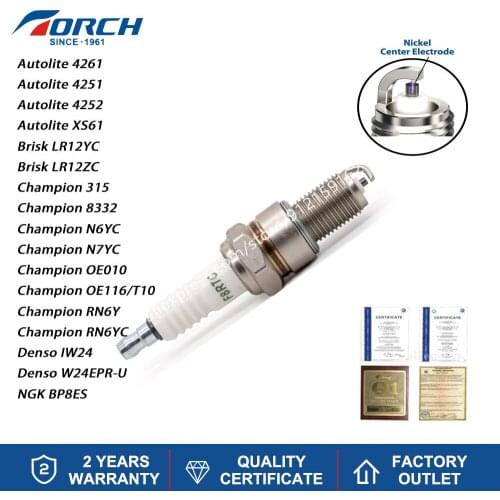 Original Torch F8RTC Spark Plug Candle for NGK BP8ES Champion N6YC Brisk LR12ZC Denso W24EPR-U Autolite XS61 Engines Components