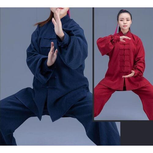 Top quality thick bamboo linen Autumn&Winter tai chi taijiquan clothing kung fu wushu qigong uniforms martial arts wushu suits