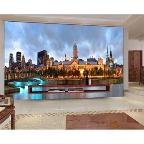 Beibehang Vinyl wall Kitchen wallpaper city night sky brick wallpaper 3d background wall paper wall 3 d wall paper for kids room
