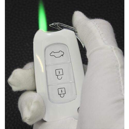 Torch Turbo Jet Lighter Butane Gas Inflated Cigar Creative Car key Lighter Cigarette Metal Green Fire Windproof Lighters