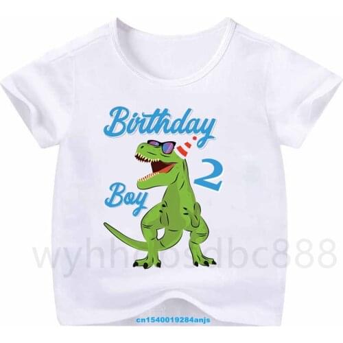 1-10 New Fashion Short-sleeved Childrens T-shirt Cute Cartoon Dinosaur Birthday Childrens T-shirt Boys and Girls Casual Tops