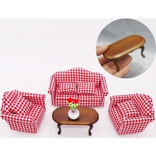 1/12 Dollhouse Wooden Retro Tea Table Teapoy Toy Miniature House Accessories Doll House Simulation Furniture Toys