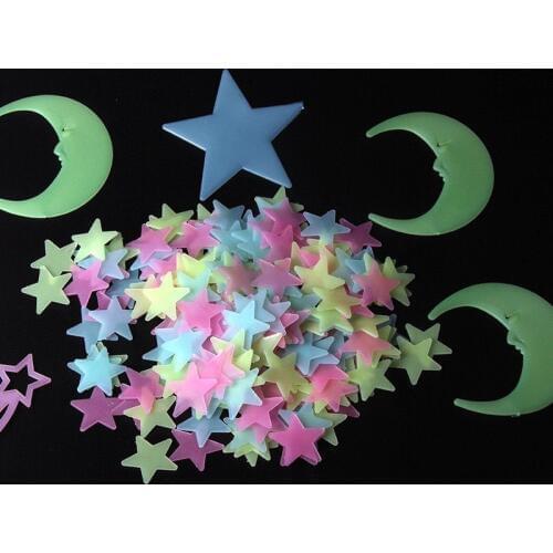 1000 pcs/set DIY 3D Stars Moon Glow In The Dark Luminous Fluorescent Butterfly Meteor Plastic Stickers Decals Toys for Baby Kids