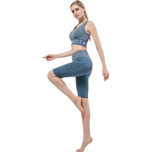 2Pcs/Set Summer Athletic Gym Shorts Bra Suit Women Fitness Workout Sportswear Crop Top Gym Female Fitness Solid Color Yoga Set