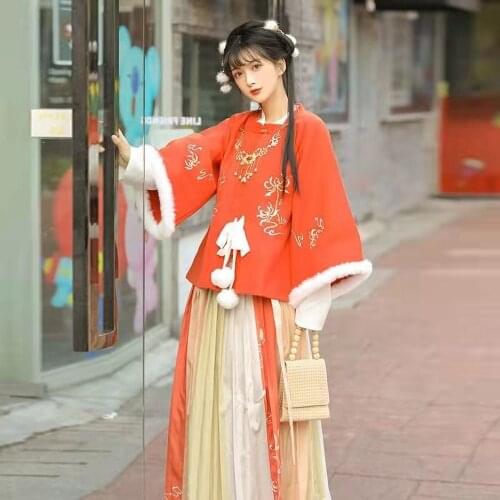 2021 Ming Dynasty Woman Dance Traditional Chinese Clothes Ancient Women Hanfu Tops Skirt Ancient Oriental Performance Costume