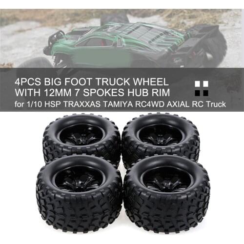 4x Replacements RC Car Wheel Rims Tires for 1:10 Scale RC Car Parts