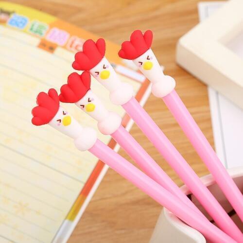 40 pcs silica gel red head cock neutral pen cute cartoon student waterborne pen office signature