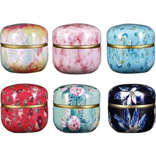 5Pieces Mini Tea Storage Containers Iron Tea Tin Storage Box Chinese Style Coffee Candy Chocolate Spices Herbs Sealed Container