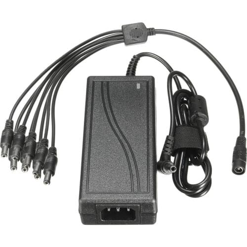 DC 12V 5A Monitor Power Adapter Power Supply + 8 Way Power Splitter Cable for Camera/Radios Surveillance CCTV CAMERA