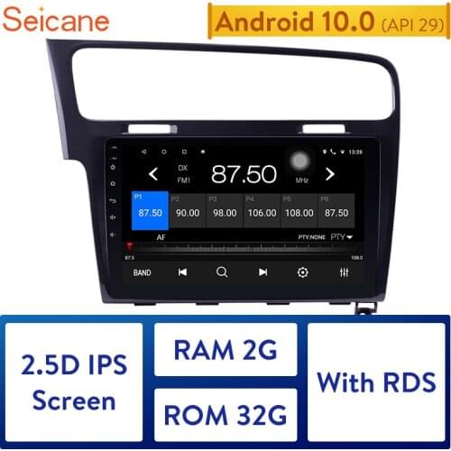 Seicane 10.1" Android 10.0 Touchscreen Bluetooth 2 DIN Car Radio GPS Navigation for 2013-2015 VW Volkswagen Golf 7 with WIFI FM