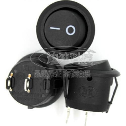 Free shippinp 10Pcs AC 6A 10A 250V On Off Snap in SPST Round Boat Rocker Switch Black