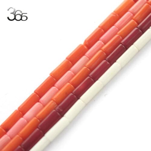 Free Ship 4x8MM 100% Real Natural Fashion Beads Jewelry Making Diy Bracelet Necklace Tube Column Red Natural Coral Beads 15"