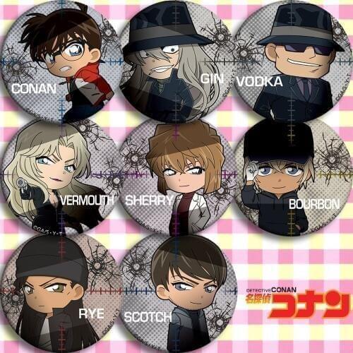 Brdwn Detective Conan Case Closed Conan Edogawa Kudou Shinichi Mouri Kogorou Haibara Ai Cosplay Badge #HJK