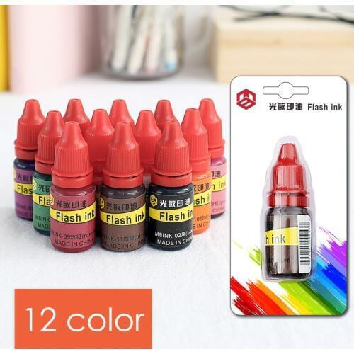 1pc Colourful Photosensitive Ink Dye Refill Ink Stamp Planner Scrapbooking Silicone Stamp Diary DIY Supplies School Stationery