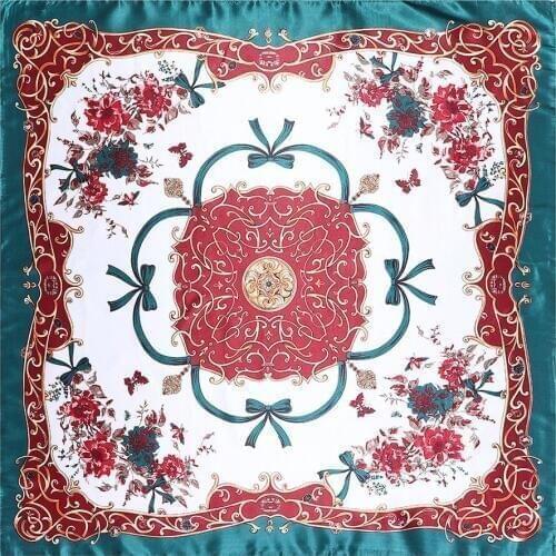 Bowknot Floral Brand Winter Silk Scarf Women Neckerchief Female Kerchief Fashion Scarves Handkerchief For Ladies Hijab Scarves