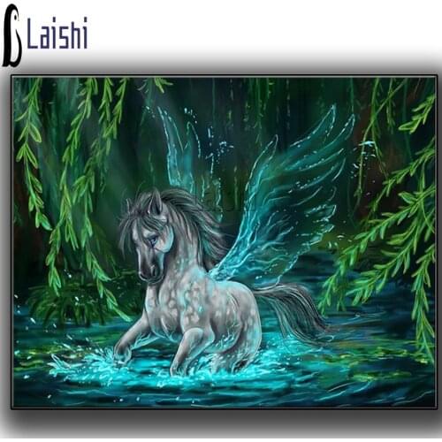 Diy Full Diamond Embroidery Animal Diamond Painting Jungle Green Wing Unicorn Handmade Mosaic Furniture Decoration Hobby Gift