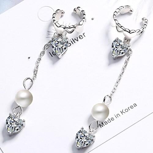 Ekopdee Temperament Drop White Color Zircon Earrings For Women Fashion Cubic Zirconia Clip Earring Female Wedding Jewelry INS