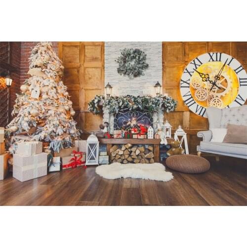 Christmas Tree Fireplace Photo Backdrop Merry Christmas Baby Children Portrait Phography Backgrounds For Home Decor Photo Studio