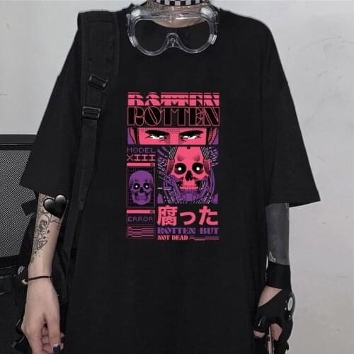 Womens summer T-shirt Short sleeve gothic streetwear harajuku print Korean T-shirt clothes kpop Hip hop aesthetic T-shirt y2k