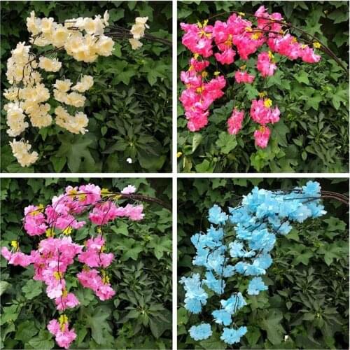 Artificial Simulation Cherry Blossom Flower Bouquet Wedding Arch door Decoration Garland hanging flower Home Decor Supplies