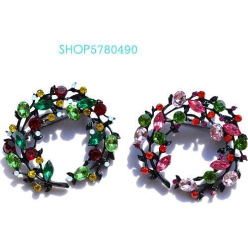 Classic Jewelry Mix Color Rhinestone Floral Brooch for Women Black Painted Flower Cute Brooch Pin Ladies Garments Accessory