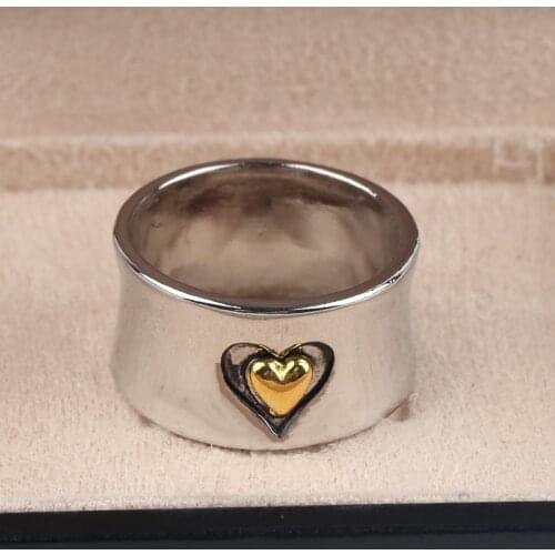 Boho Tribal Love Heart Rings Vintage Gold Mixed Color Ring Steel Fashion Rings For Women Girls Gifts Party Jewelry Z3Z074