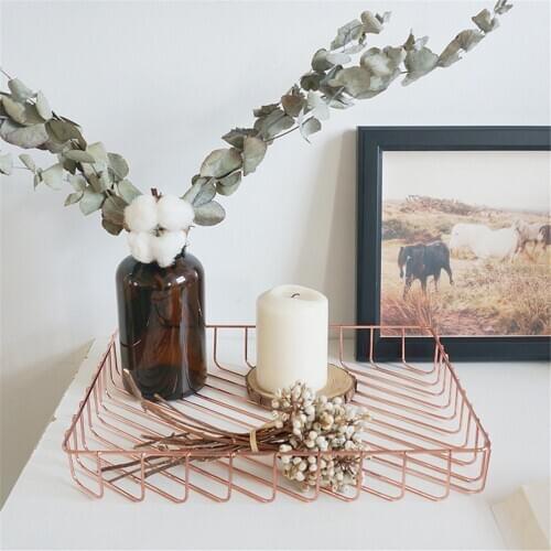 Rose Gold Office A4 Paper Storage Basket Gold Metal Desktop Cosmetic Organizer Baskets Home Toys Book Jewelry Finishing Box