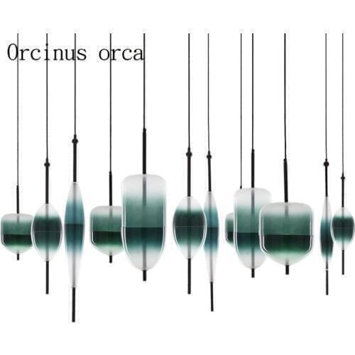 Postmodern creativity personality gradient color blue chandelier living room bar Nordic minimalist led glass Chandelier