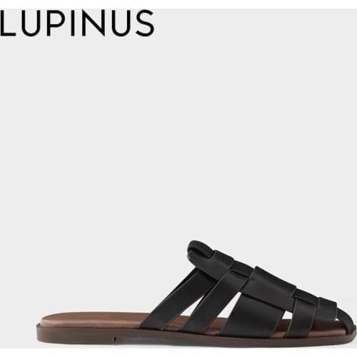 LUPINUS Summer Retro Women Roman Sandals 2021 New Fashion Woven Upper Women Flat Sandals Casual Women Beach Shoe Vacation Shoe