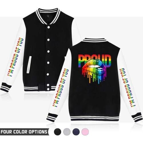 LGBT Rainbow Lesbians Gays Love Baseball Jacket Coat Fashion Men Women Hoodie Sweatshirt Tops Long Sleeve Unisex Hoodies Jackets